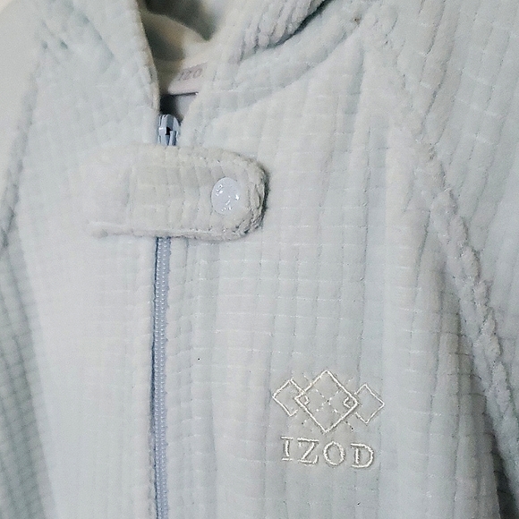 NWT New Izod Velour Baby Blue Zip Front Hoodie Lined One Piece Baby 3-6 Months - Picture 4 of 9